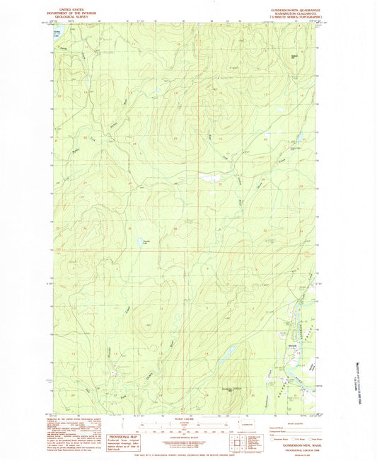 Classic USGS Gunderson Mountain Washington 7.5'x7.5' Topo Map Image