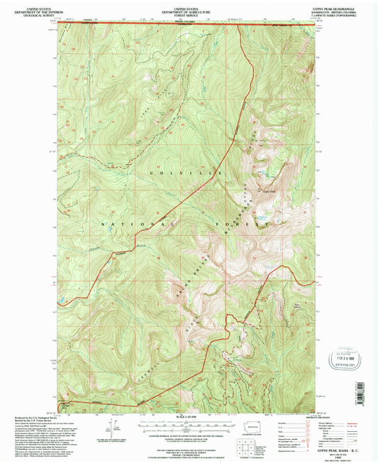 Classic USGS Gypsy Peak Washington 7.5'x7.5' Topo Map Image