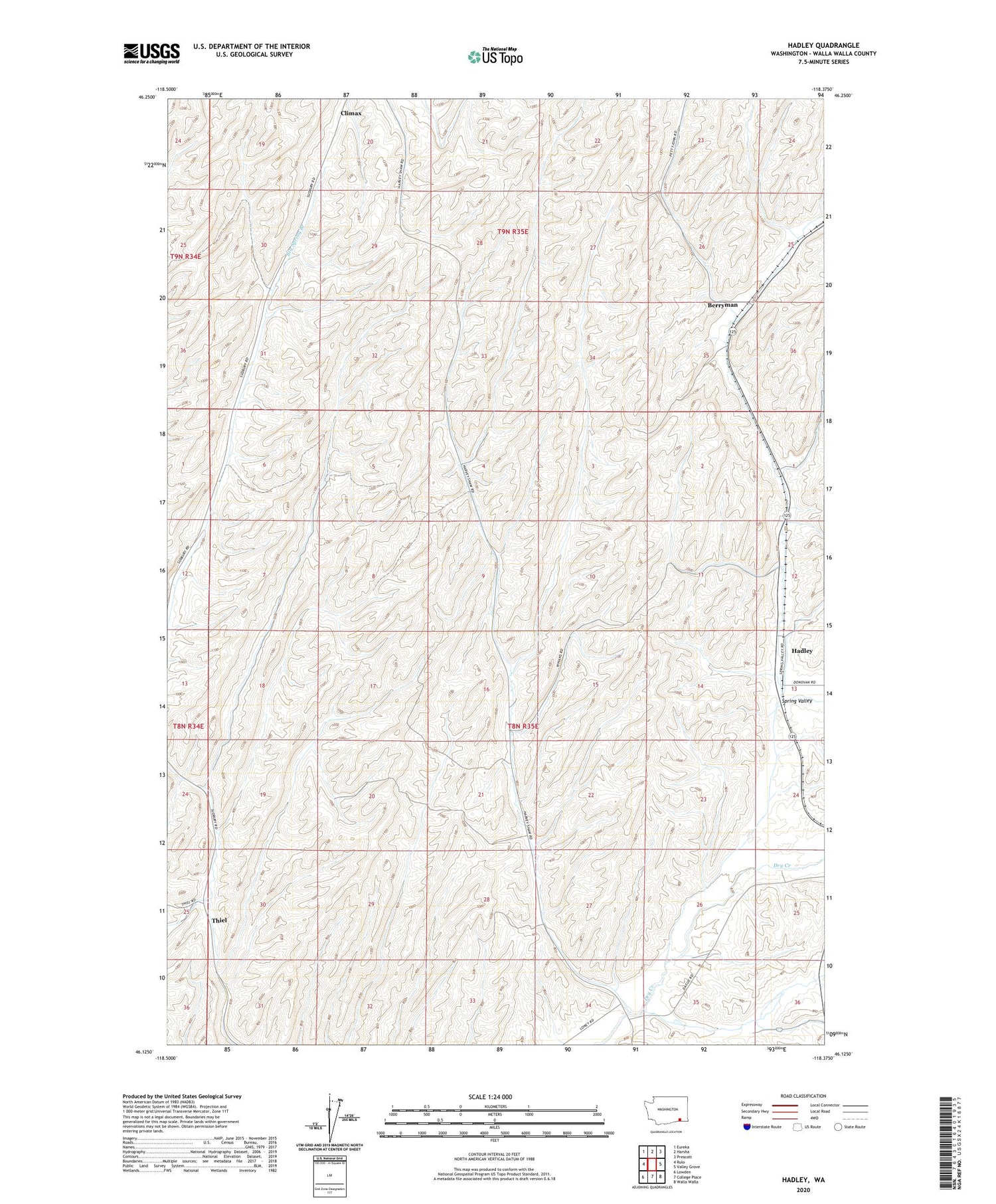 Hadley Washington US Topo Map Image