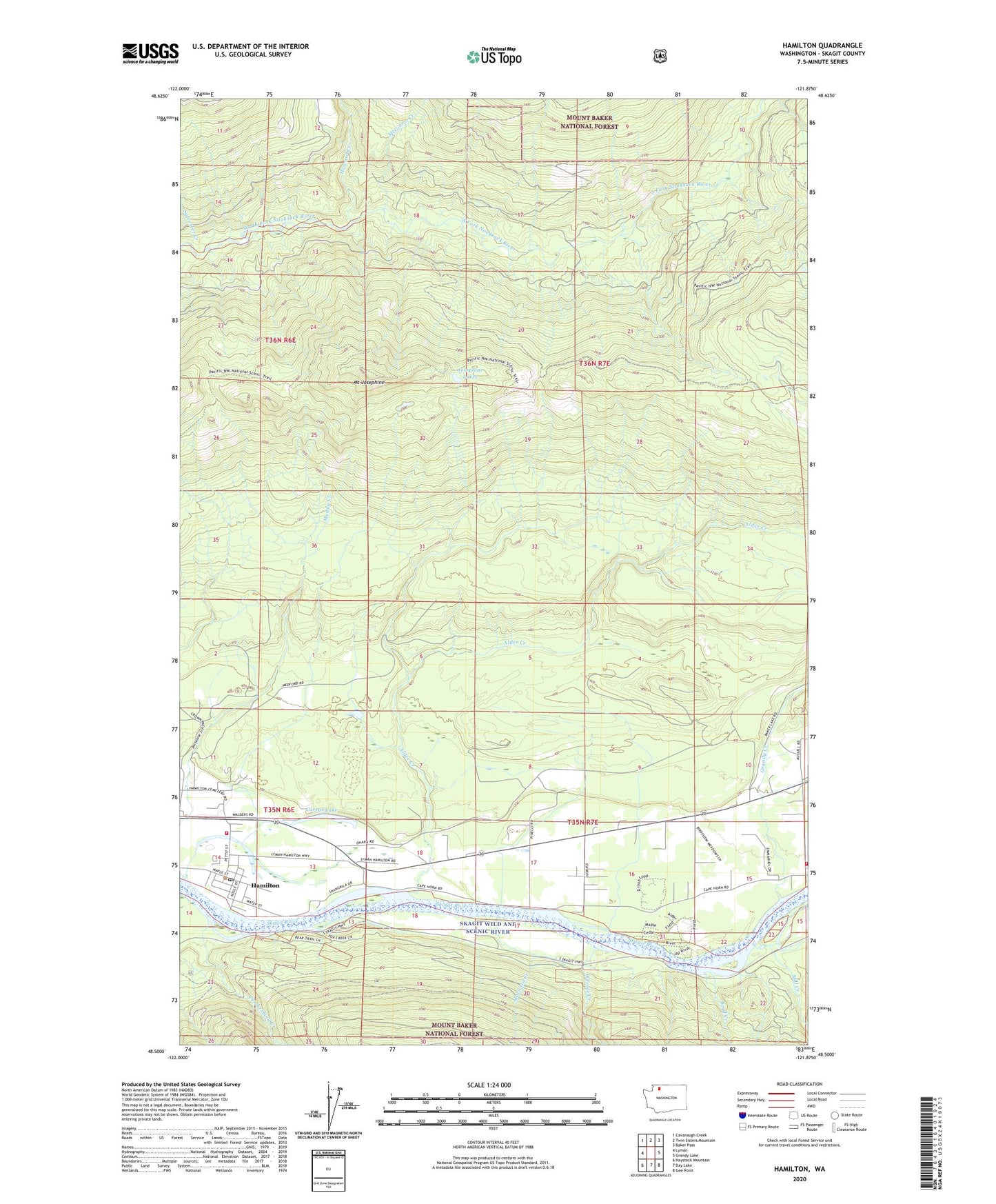 Hamilton Washington US Topo Map Image