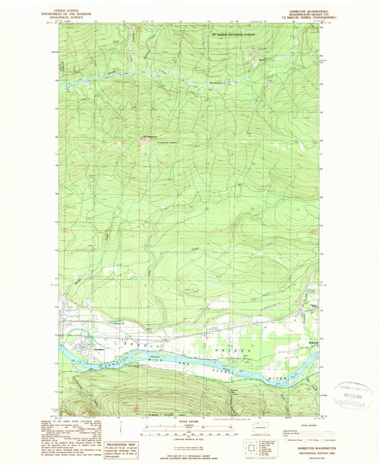 Classic USGS Hamilton Washington 7.5'x7.5' Topo Map Image