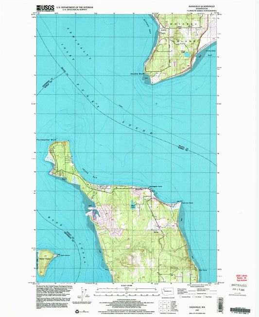 Classic USGS Hansville Washington 7.5'x7.5' Topo Map Image