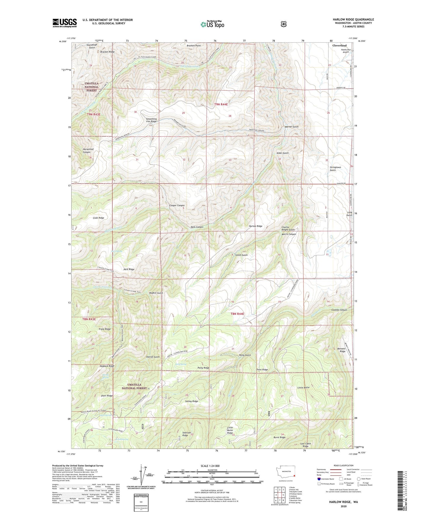 Harlow Ridge Washington US Topo Map Image