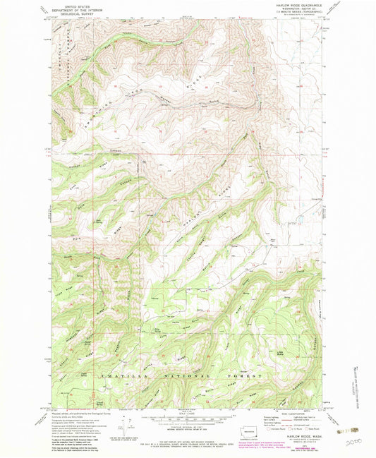 Classic USGS Harlow Ridge Washington 7.5'x7.5' Topo Map Image