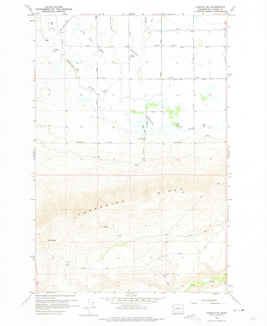 Classic USGS Harrah SE Washington 7.5'x7.5' Topo Map Image