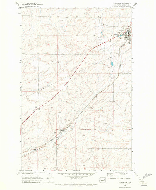 Classic USGS Harrington Washington 7.5'x7.5' Topo Map Image