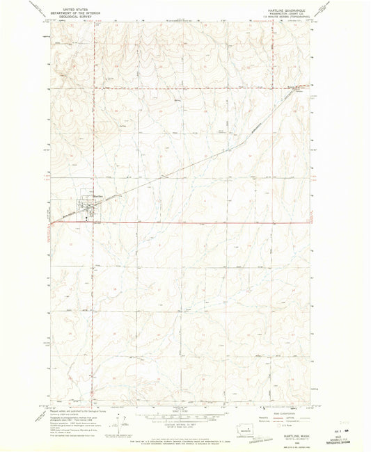 Classic USGS Hartline Washington 7.5'x7.5' Topo Map Image