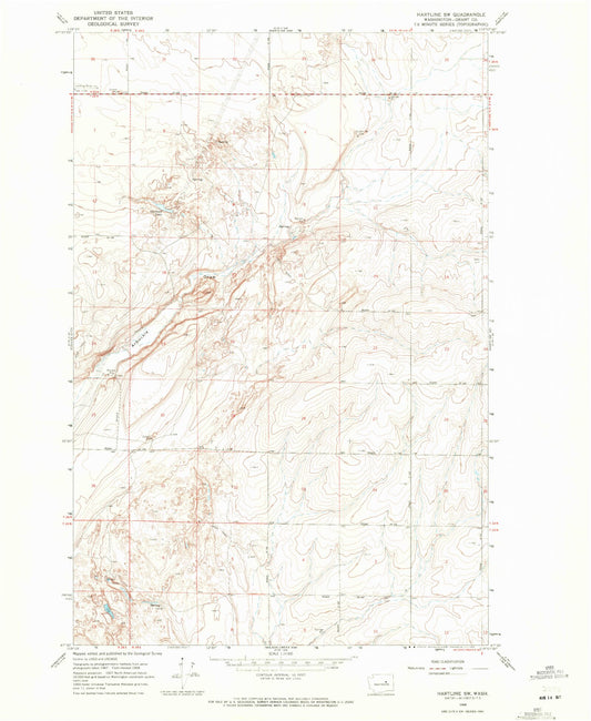 Classic USGS Hartline SW Washington 7.5'x7.5' Topo Map Image