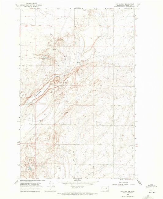 Classic USGS Hartline SW Washington 7.5'x7.5' Topo Map Image