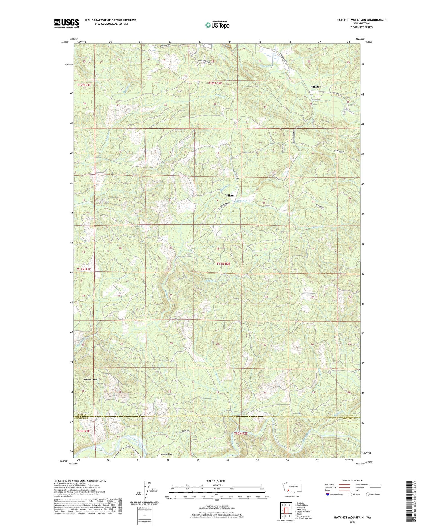Hatchet Mountain Washington US Topo Map Image