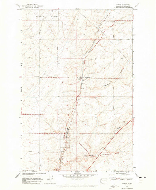 Classic USGS Hatton Washington 7.5'x7.5' Topo Map Image