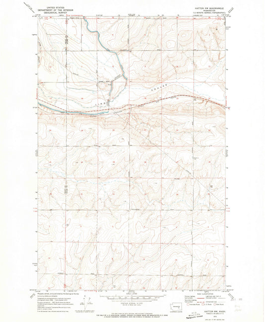 Classic USGS Hatton NW Washington 7.5'x7.5' Topo Map Image