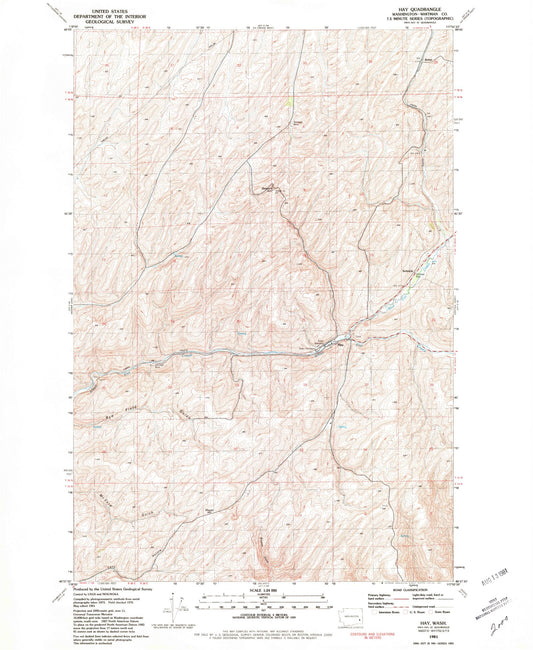 Classic USGS Hay Washington 7.5'x7.5' Topo Map Image