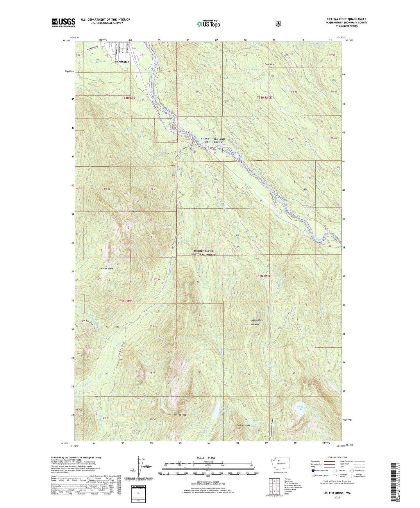 Helena Ridge Washington US Topo Map Image