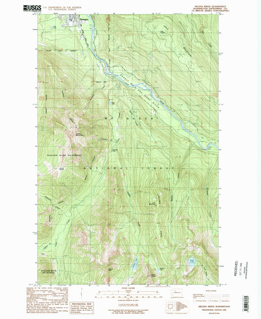 Classic USGS Helena Ridge Washington 7.5'x7.5' Topo Map Image