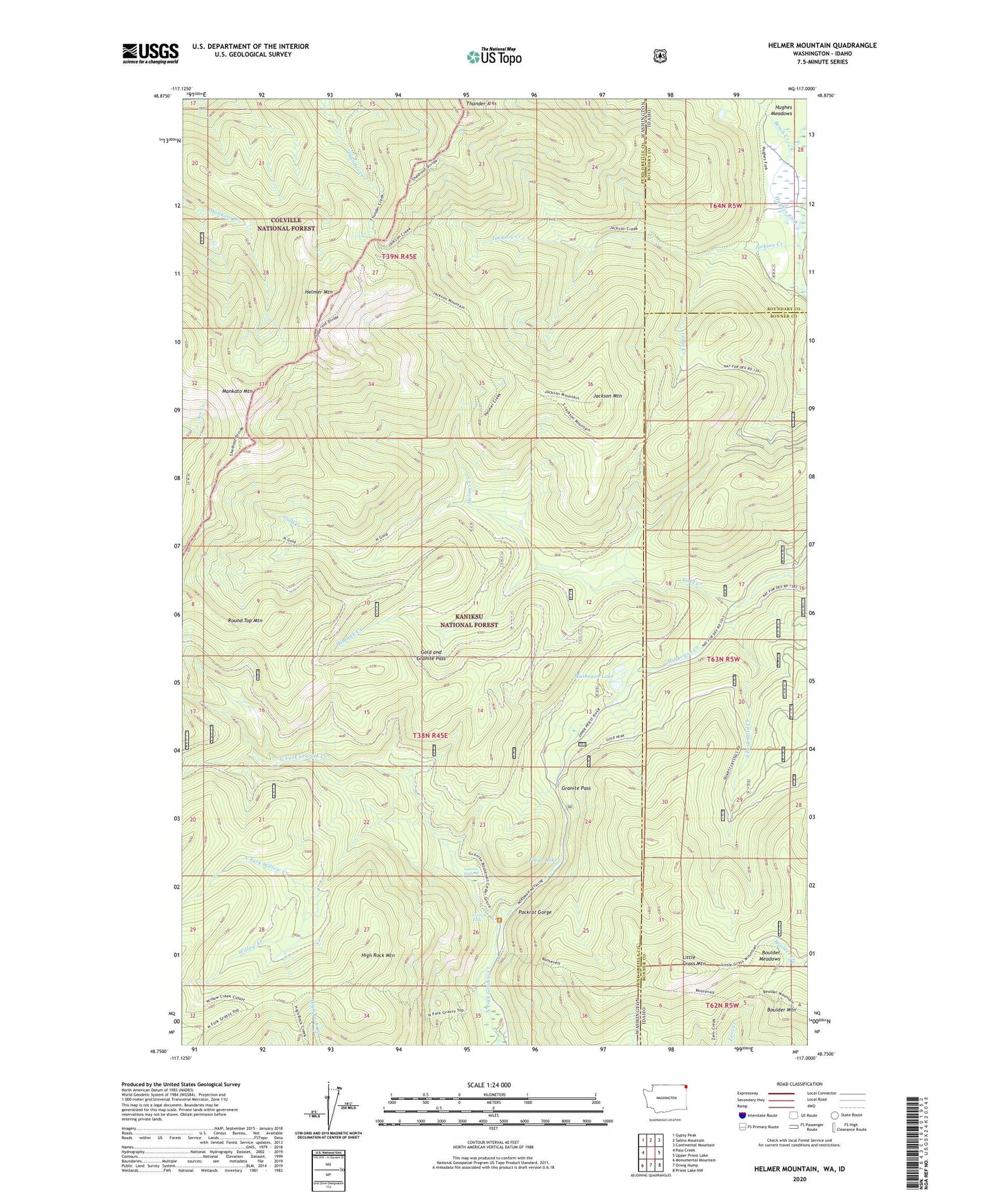 Helmer Mountain Washington US Topo Map Image
