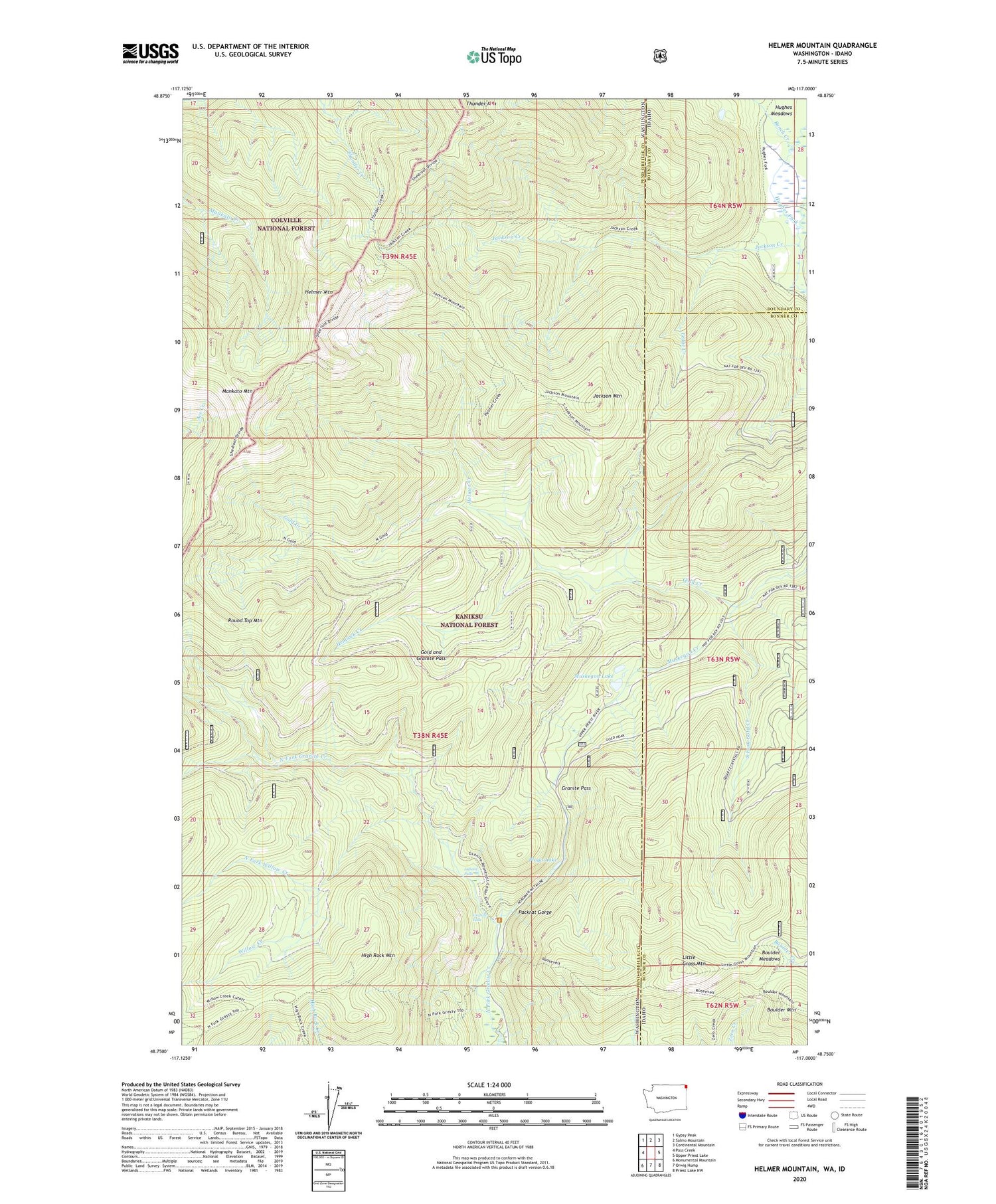 Helmer Mountain Washington US Topo Map Image