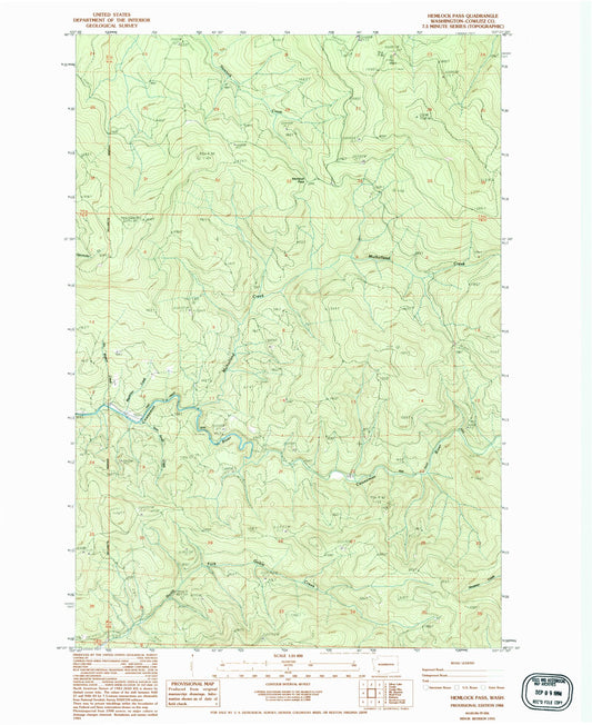 Classic USGS Hemlock Pass Washington 7.5'x7.5' Topo Map Image