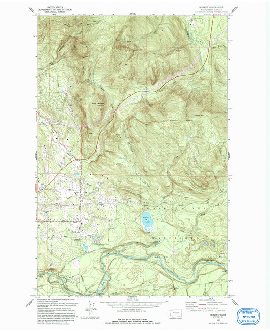 Classic USGS Hobart Washington 7.5'x7.5' Topo Map Image