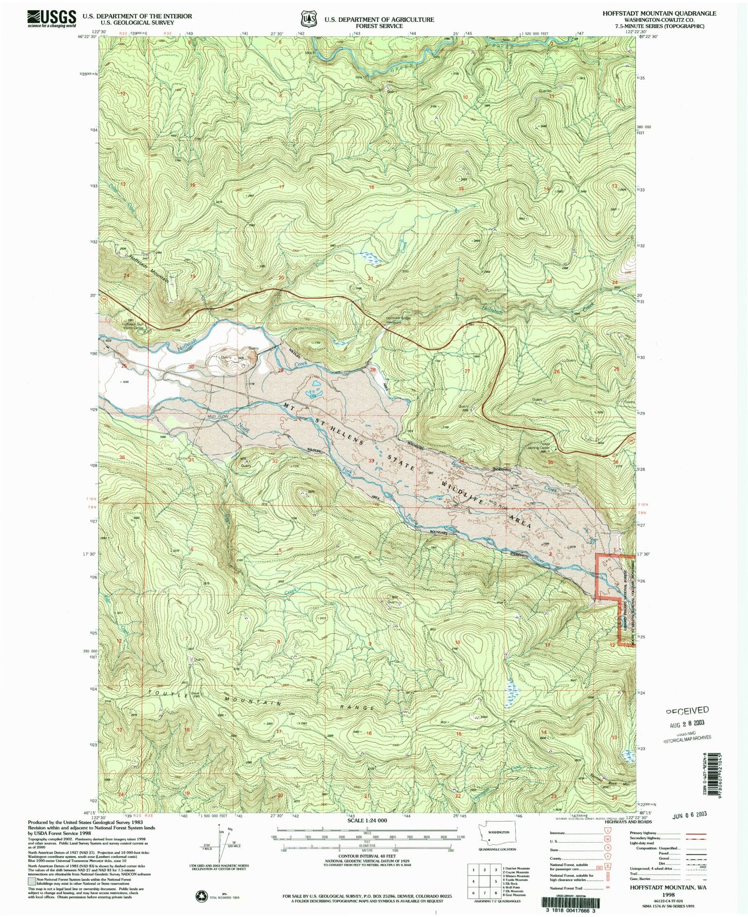 Classic USGS Hoffstadt Mountain Washington 7.5'x7.5' Topo Map Image