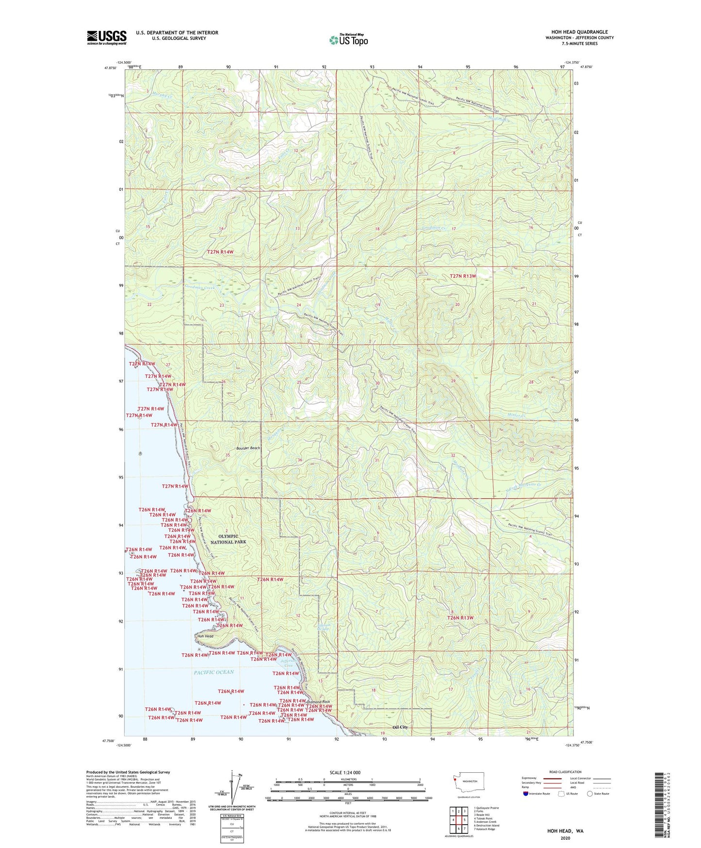 Hoh Head Washington US Topo Map Image