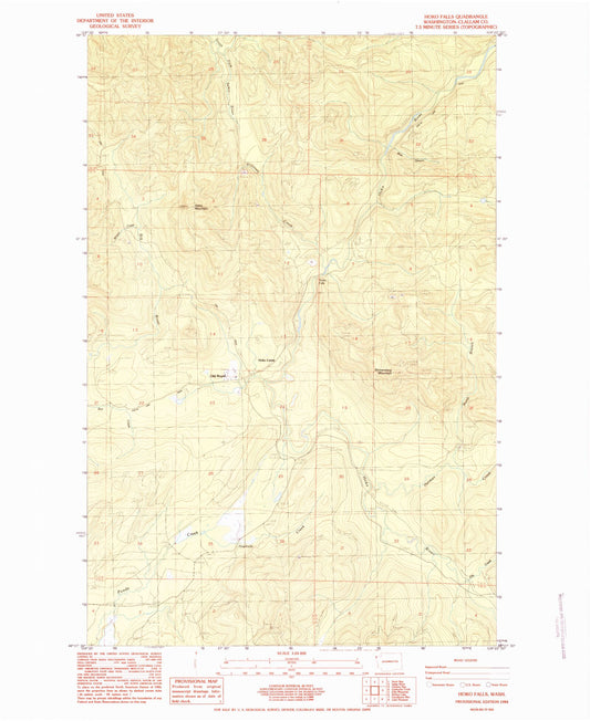 Classic USGS Hoko Falls Washington 7.5'x7.5' Topo Map Image