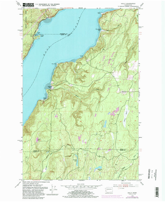 Classic USGS Holly Washington 7.5'x7.5' Topo Map Image