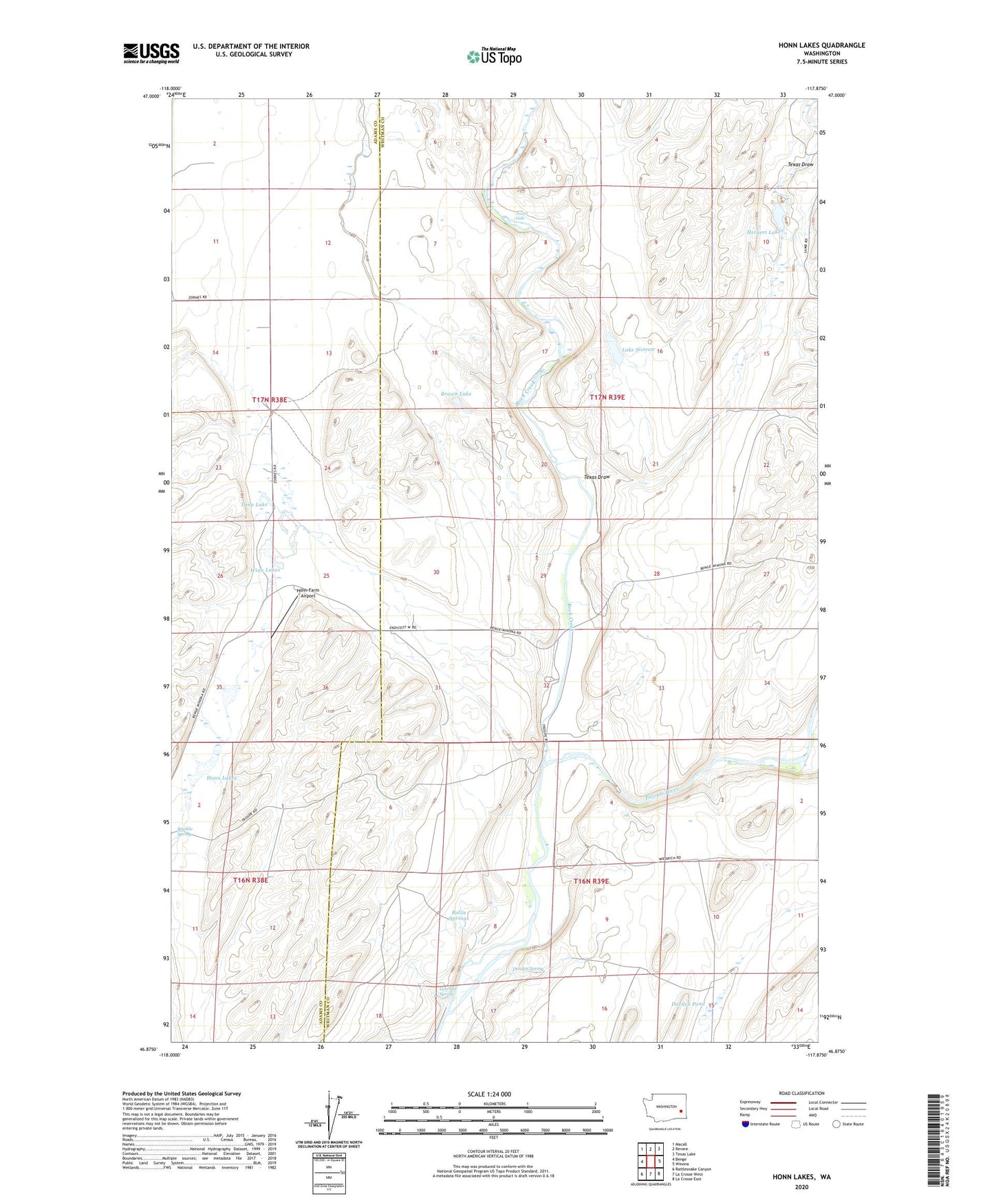 Honn Lakes Washington US Topo Map Image