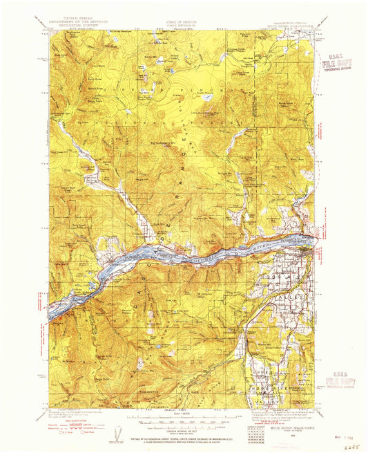 Historic 1926 Hood River Oregon 30'x30' Topo Map Image