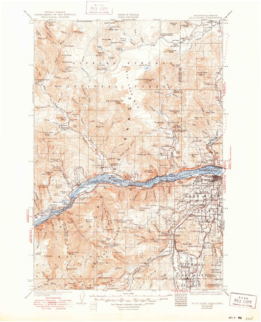 Historic 1929 Hood River Oregon 30'x30' Topo Map Image