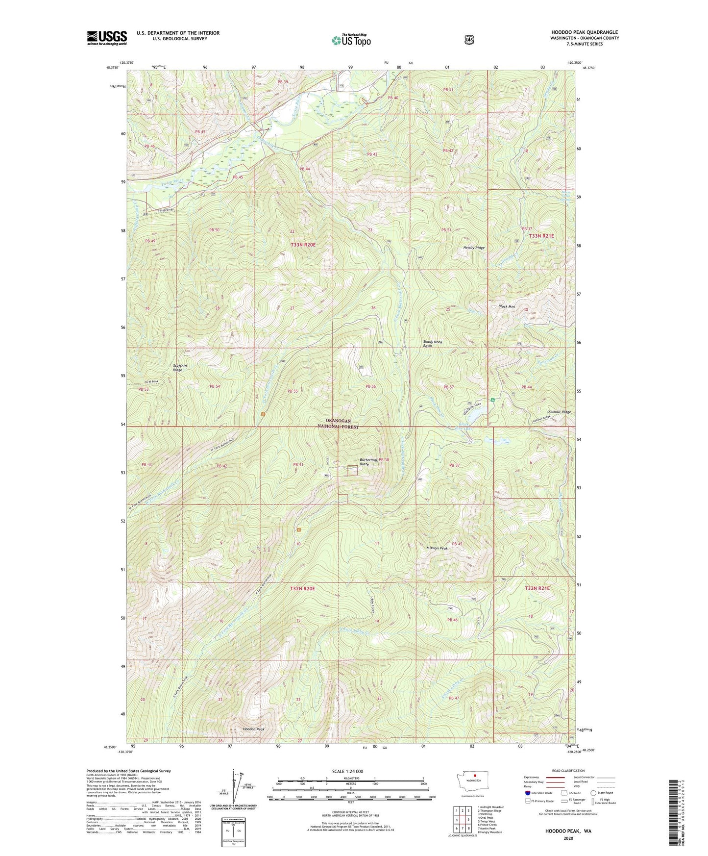 Hoodoo Peak Washington US Topo Map Image