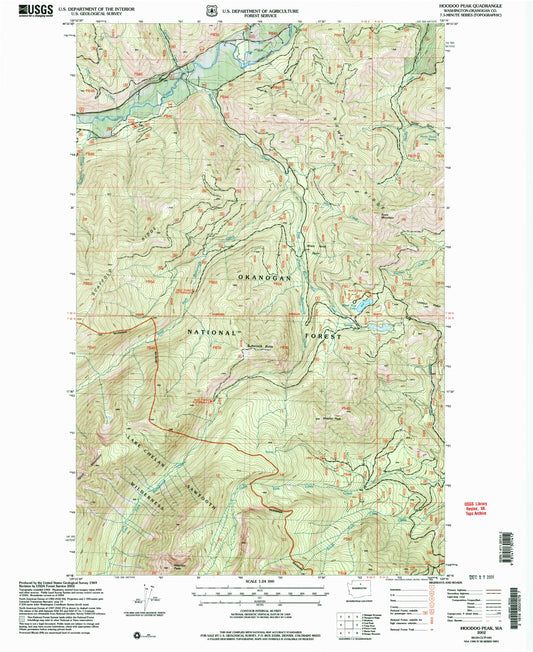 Classic USGS Hoodoo Peak Washington 7.5'x7.5' Topo Map Image