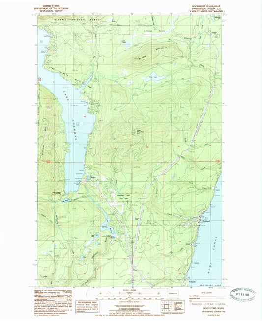 Classic USGS Hoodsport Washington 7.5'x7.5' Topo Map Image
