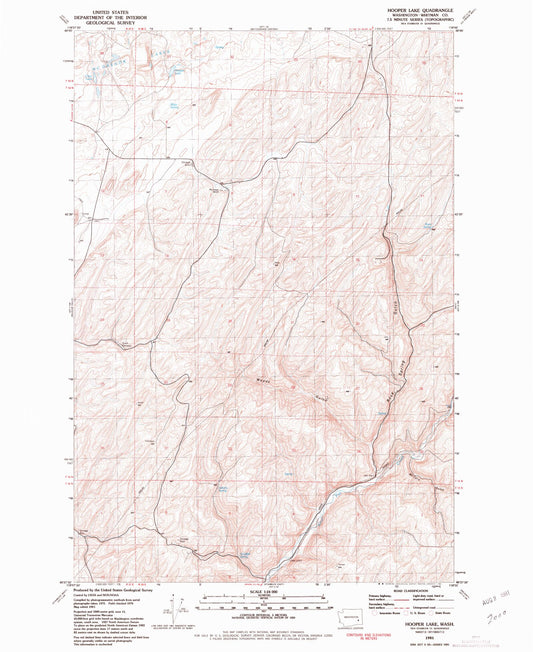 Classic USGS Hooper Lake Washington 7.5'x7.5' Topo Map Image