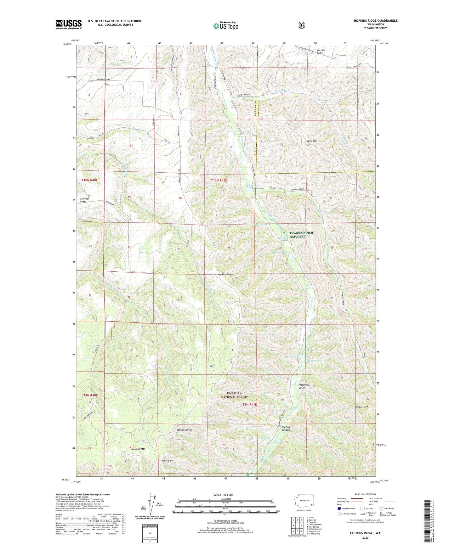 Hopkins Ridge Washington US Topo Map Image