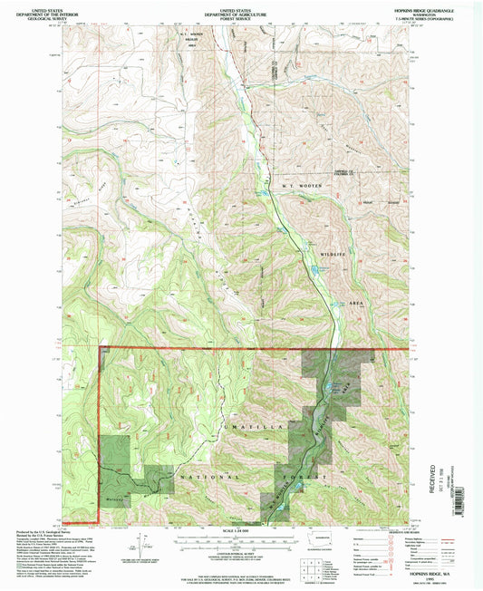 Classic USGS Hopkins Ridge Washington 7.5'x7.5' Topo Map Image