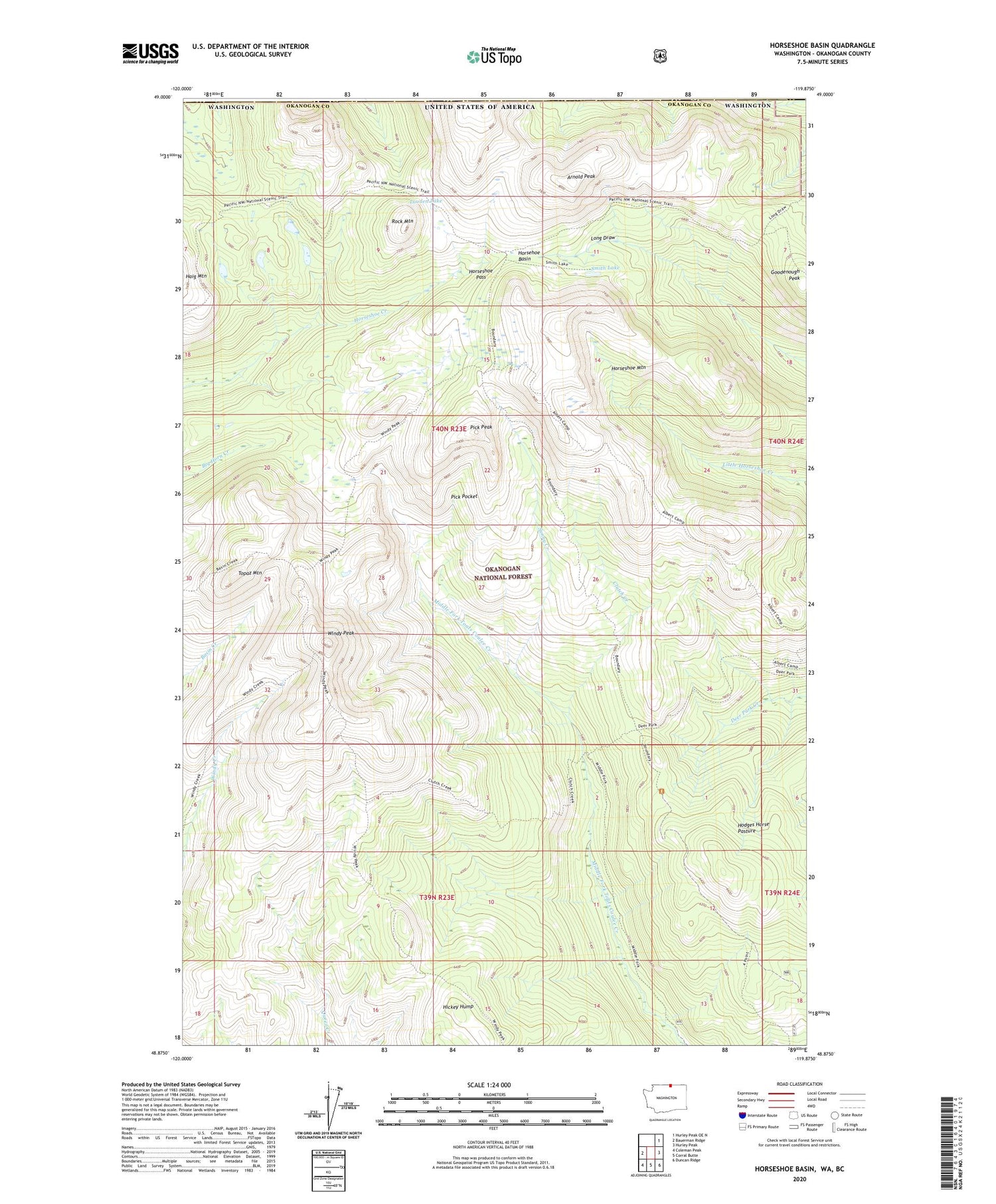 Horseshoe Basin Washington US Topo Map Image
