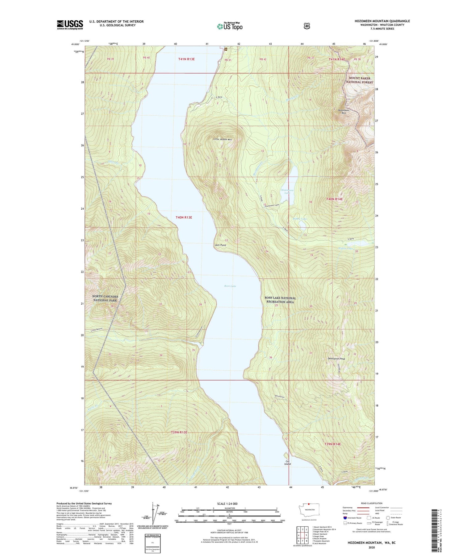 Hozomeen Mountain Washington US Topo Map Image