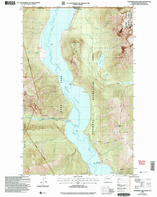 Classic USGS Hozomeen Mountain Washington 7.5'x7.5' Topo Map Image