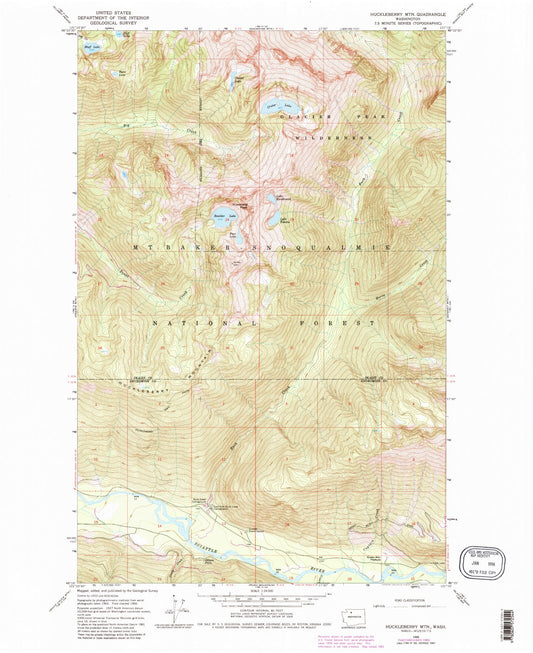Classic USGS Huckleberry Mountain Washington 7.5'x7.5' Topo Map Image