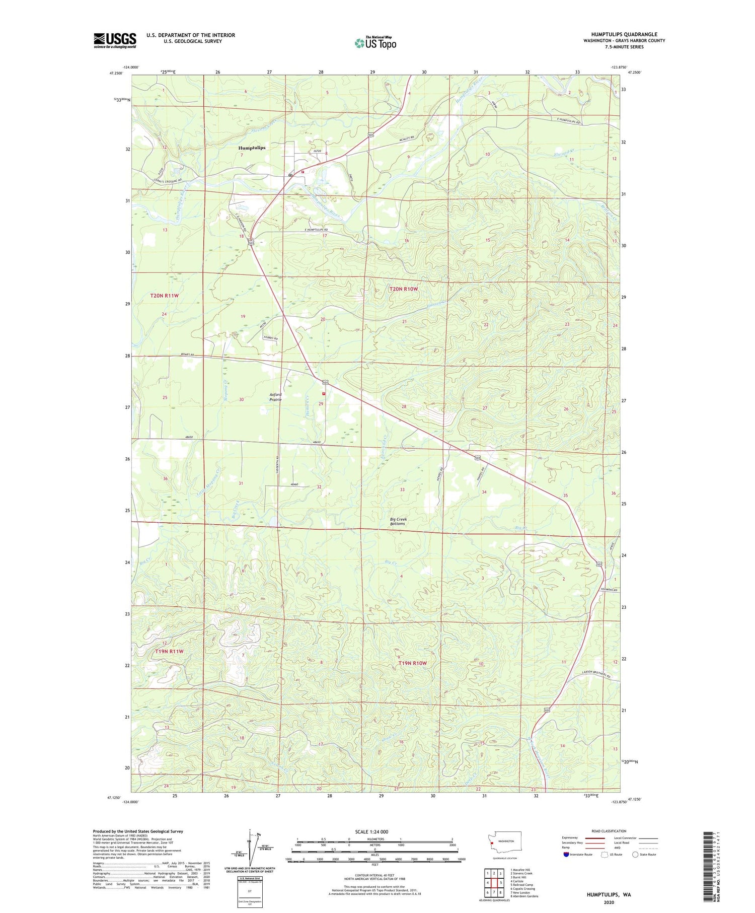 Humptulips Washington US Topo Map Image