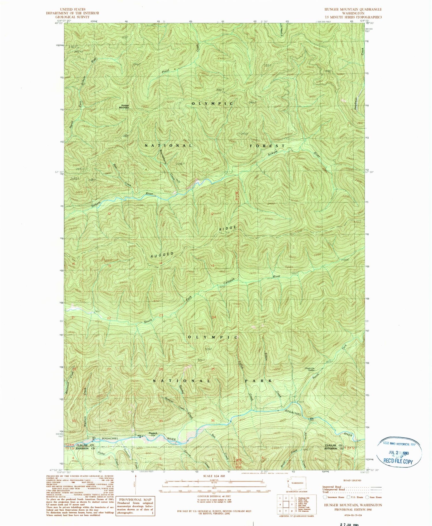 Classic USGS Hunger Mountain Washington 7.5'x7.5' Topo Map Image