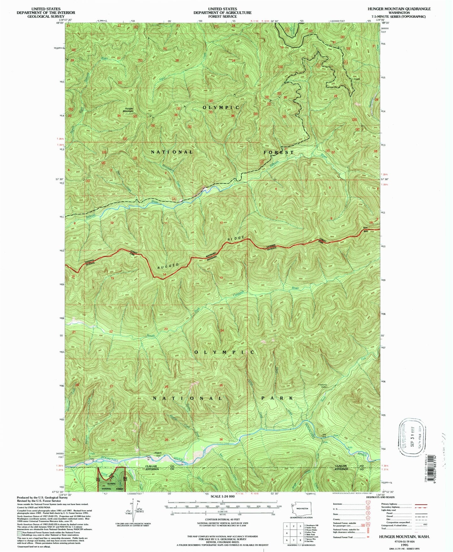 Classic USGS Hunger Mountain Washington 7.5'x7.5' Topo Map Image
