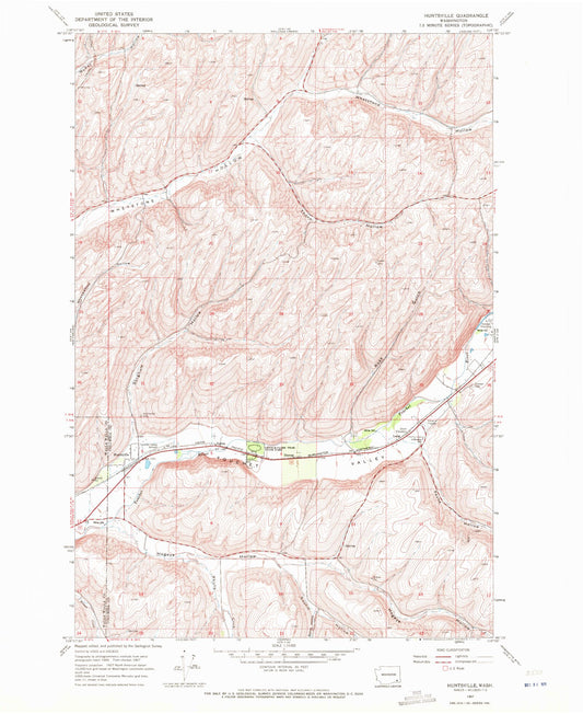 Classic USGS Huntsville Washington 7.5'x7.5' Topo Map Image