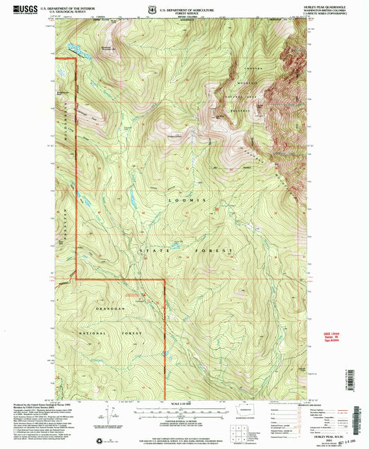 Classic USGS Hurley Peak Washington 7.5'x7.5' Topo Map Image