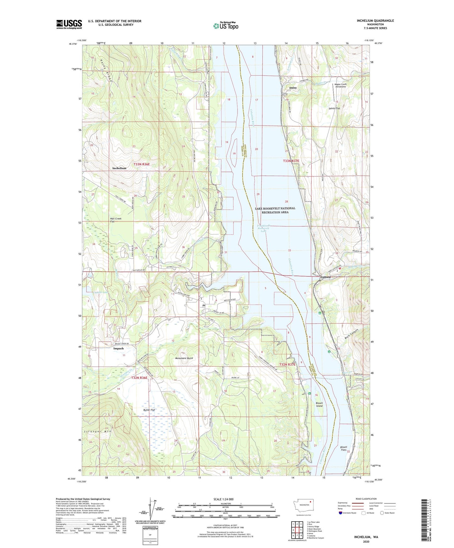 Inchelium Washington US Topo Map Image