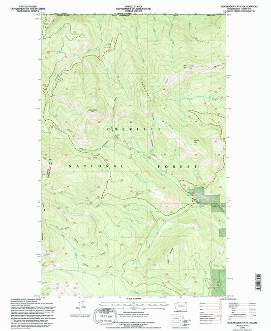 Classic USGS Independent Mountain Washington 7.5'x7.5' Topo Map Image