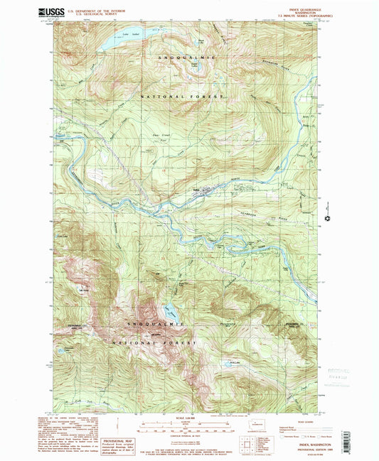 Classic USGS Index Washington 7.5'x7.5' Topo Map Image