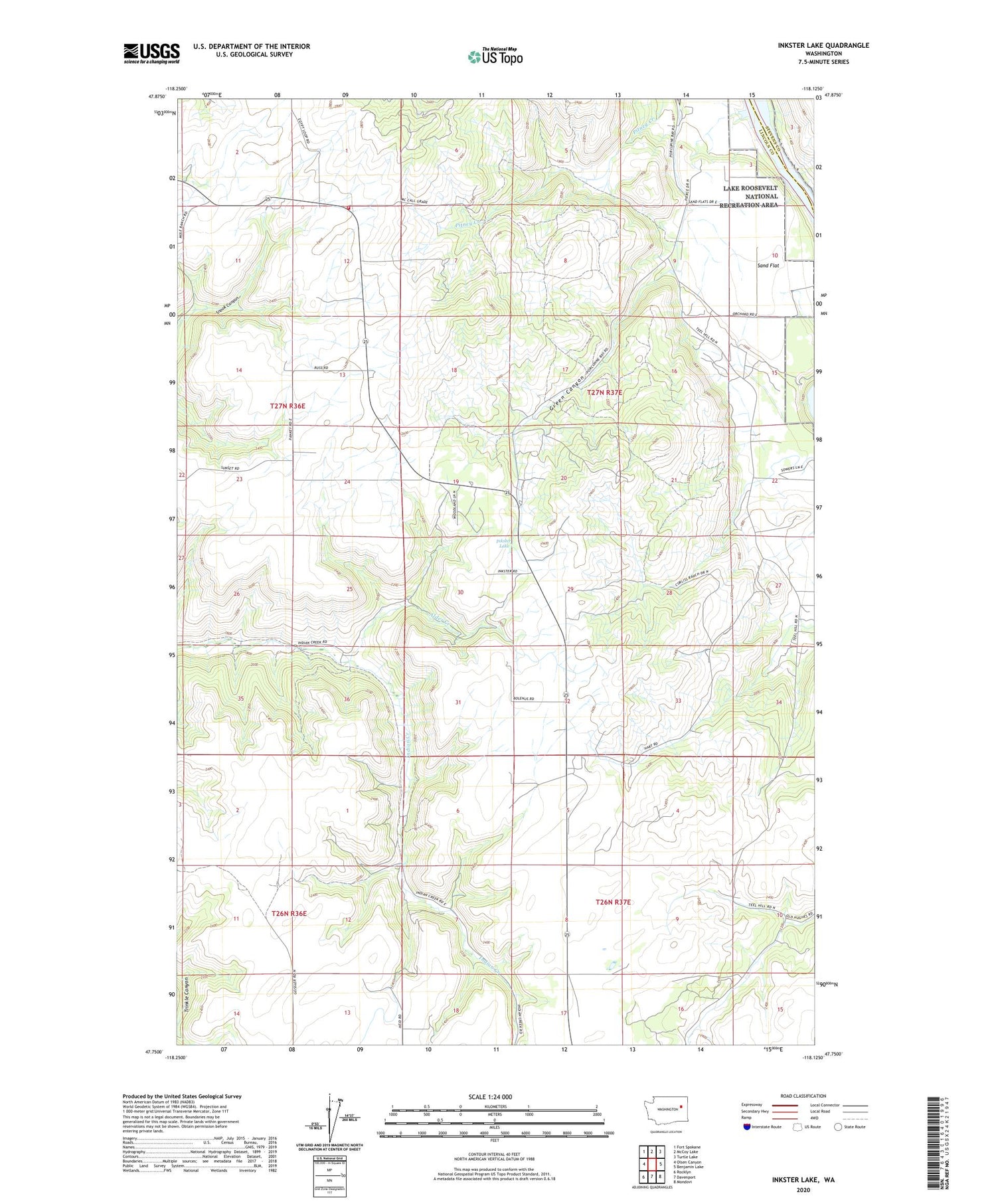 Inkster Lake Washington US Topo Map Image
