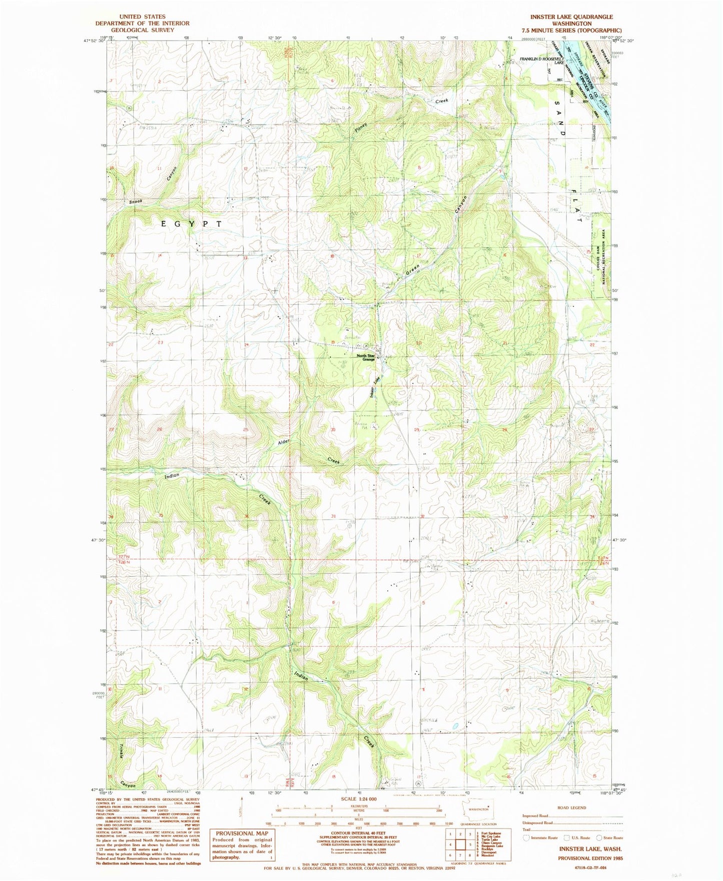 Classic USGS Inkster Lake Washington 7.5'x7.5' Topo Map Image